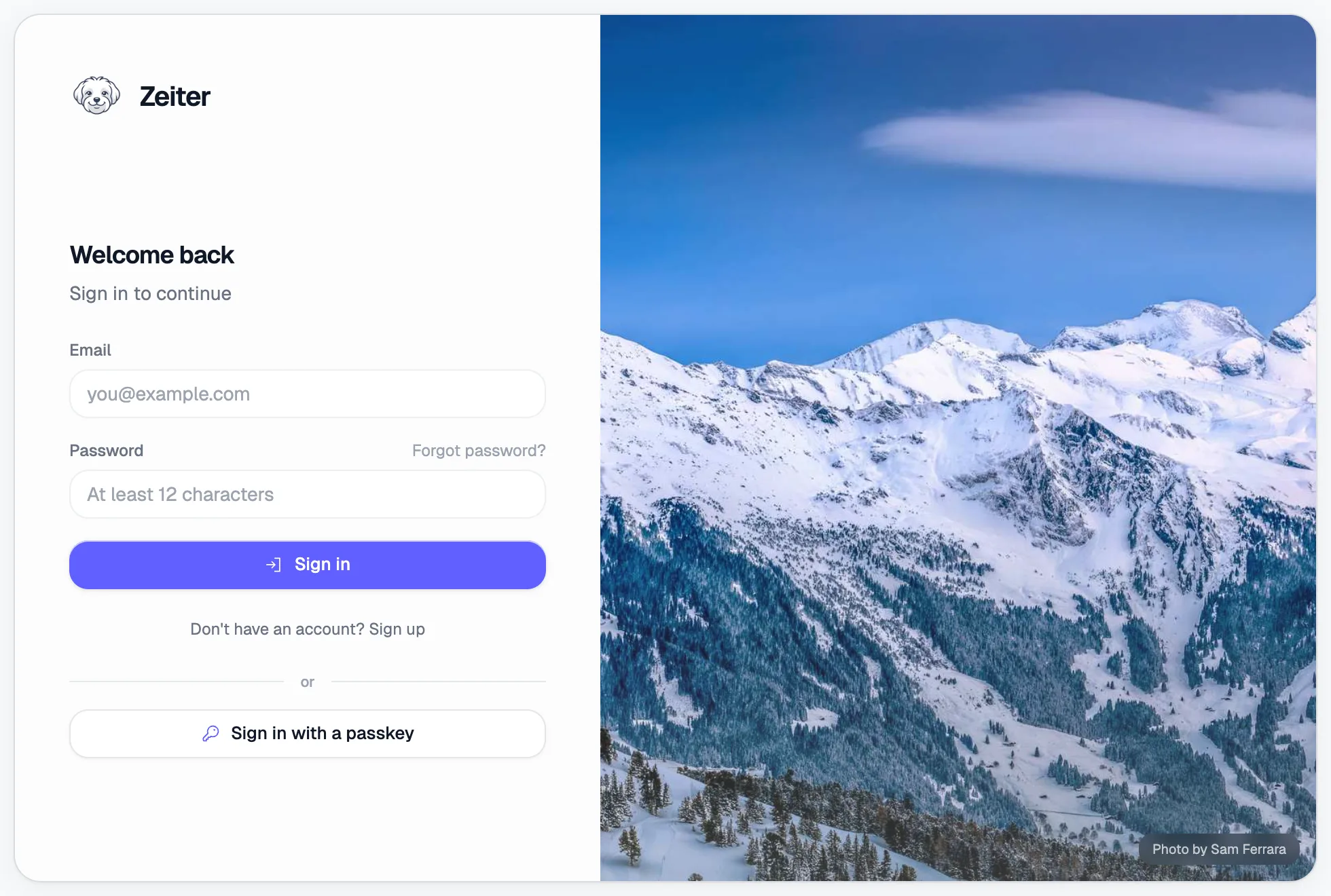 Sign-in form with email and password fields